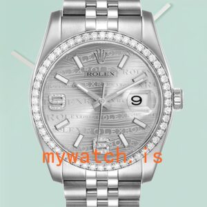 Rolex Datejust 116244SWDAJ Men’s 36mm Silver Wave Dial Silver-tone