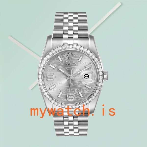 Rolex Datejust 116244SWDAJ Men’s 36mm Silver Wave Dial Silver-tone - Image 2