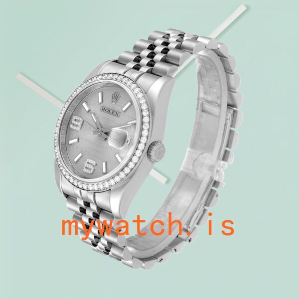Rolex Datejust 116244SWDAJ Men’s 36mm Silver Wave Dial Silver-tone - Image 4