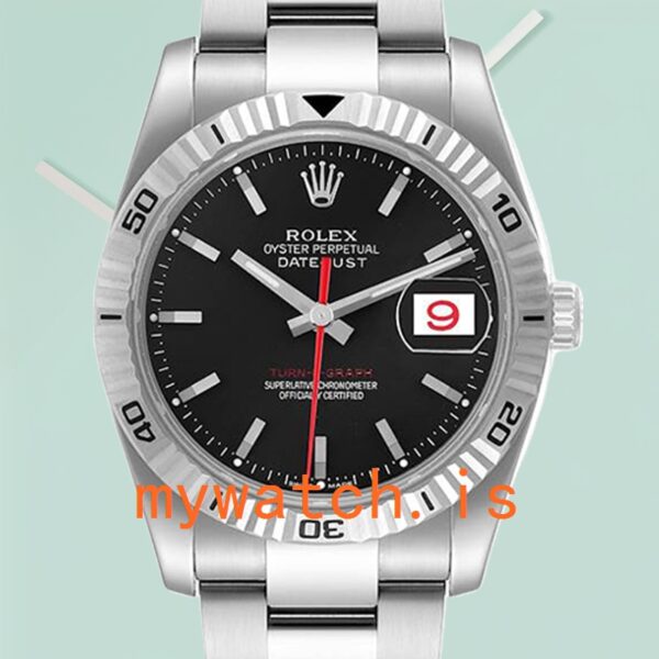 Rolex Datejust Turn-o-graph 116264 Men’s 36mm Black Dial Silver-tone