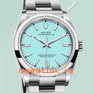 Rolex Oyster Perpetual Unisex 41mm m124300-0006 Silver-tone Turquoise Blue Dial