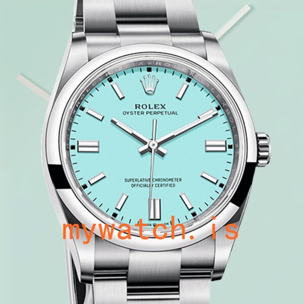 Rolex Oyster Perpetual Unisex 41mm m124300-0006 Silver-tone Turquoise Blue Dial