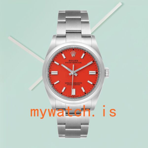 Rolex Oyster Perpetual 36mm Unisex m126000-0007 Coral Red Dial Stainless Steel - Image 4