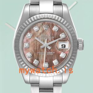 Rolex Datejust Ladies 179174 26mm Oyster Bracelet Black Mother of Pearl Dial