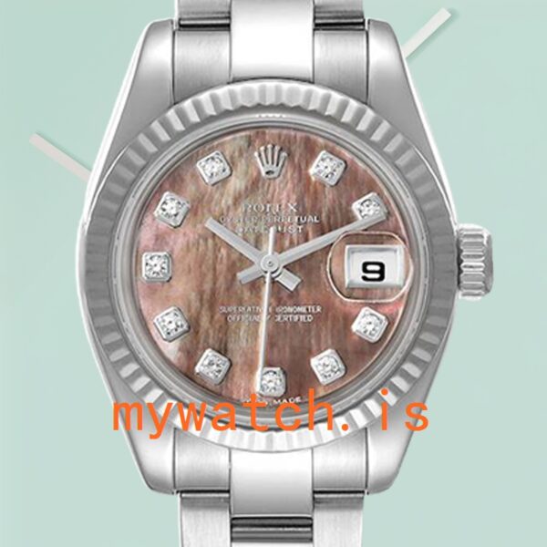 Rolex Datejust Ladies 179174 26mm Oyster Bracelet Black Mother of Pearl Dial