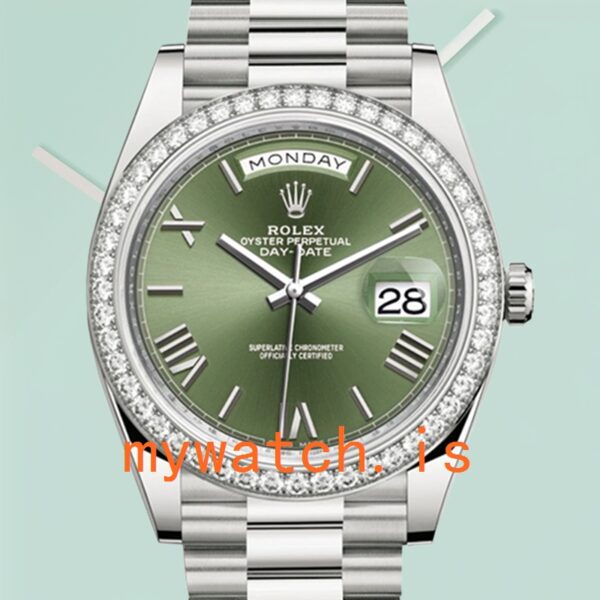Rolex Day-Date Men’s 40mm 228349GNRP Green Dial Silver-tone