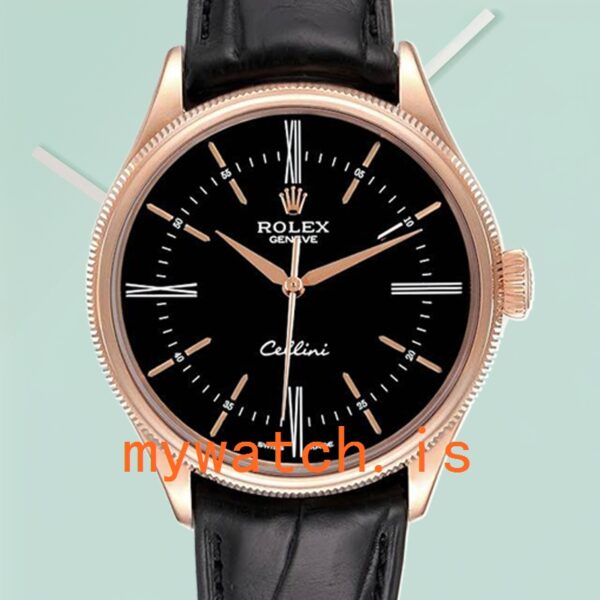 Rolex Cellini m50505-0009 Men’s 39mm Leather Strap Automatic