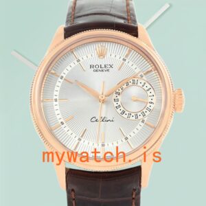 Rolex Cellini 39mm m50515-0008 Men’s Rose Gold-tone Leather Strap