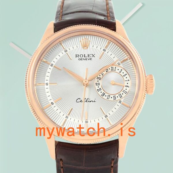 Rolex Cellini 39mm m50515-0008 Men’s Rose Gold-tone Leather Strap