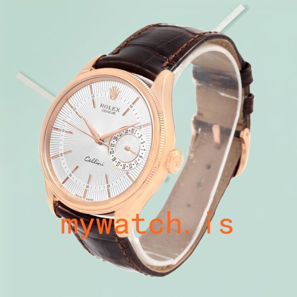 Rolex Cellini 39mm m50515-0008 Men’s Rose Gold-tone Leather Strap - Image 3