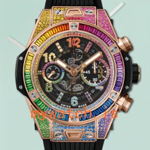 Hublot Big Bang 44mm Men 411.OX.9910.LR.0999-001 Diamond Bezel Rubber Band
