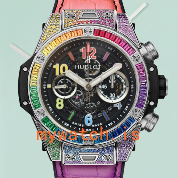 Hublot Big Bang Men 421.NX.1117.LR.0999 44mm Black Skeleton Dial Leather Strap
