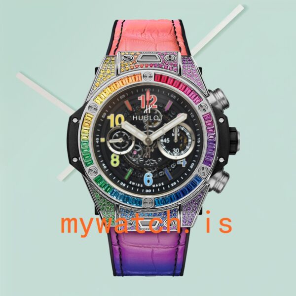 Hublot Big Bang Men 421.NX.1117.LR.0999 44mm Black Skeleton Dial Leather Strap - Image 4