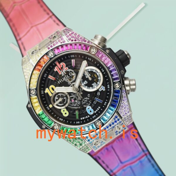 Hublot Big Bang Men 421.NX.1117.LR.0999 44mm Black Skeleton Dial Leather Strap - Image 3