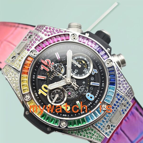 Hublot Big Bang Men 421.NX.1117.LR.0999 44mm Black Skeleton Dial Leather Strap - Image 2