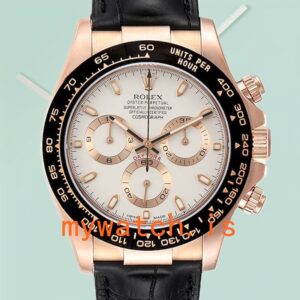 Rolex Daytona 40mm 116515 Men’s White Dial Leather Strap