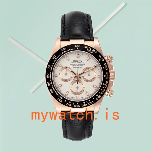Rolex Daytona 40mm 116515 Men’s White Dial Leather Strap - Image 2