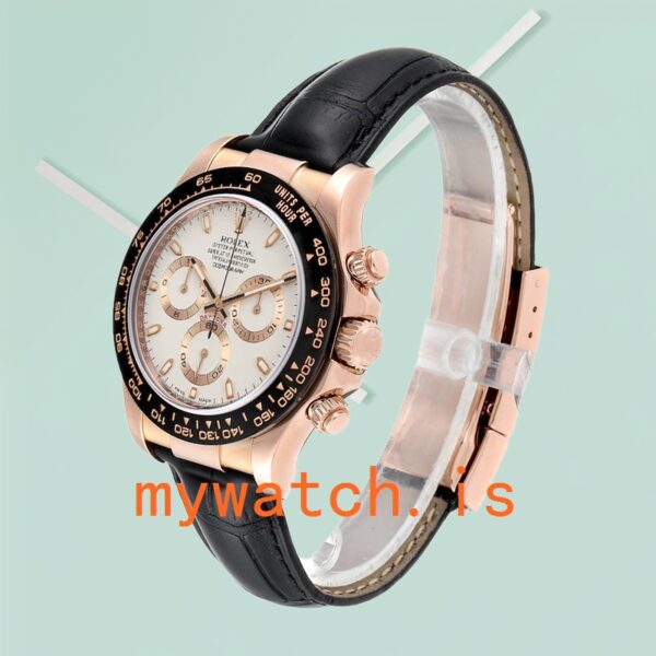 Rolex Daytona 40mm 116515 Men’s White Dial Leather Strap - Image 4