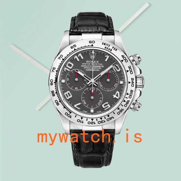 Rolex Daytona Men’s 116519 40mm Black Dial Leather Strap - Image 2