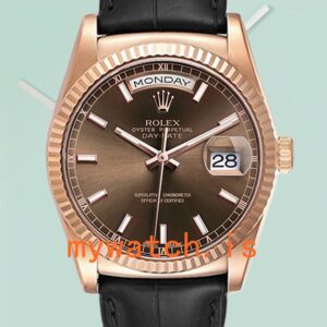 Rolex Day-Date Men’s 36mm 118135-0086 Automatic Leather Strap