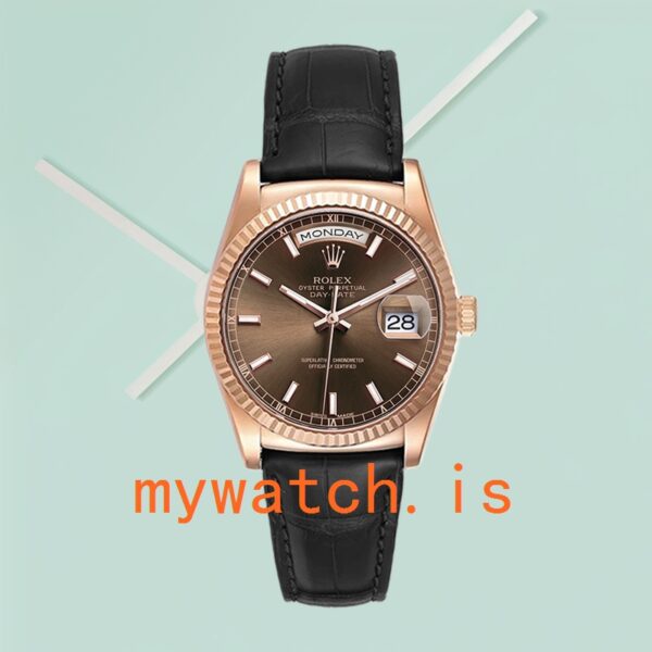 Rolex Day-Date Men’s 36mm 118135-0086 Automatic Leather Strap - Image 2