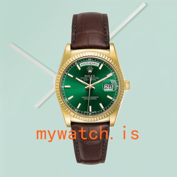 Rolex Day-Date Men’s m118138-0030 36mm Leather Strap Gold-tone - Image 2