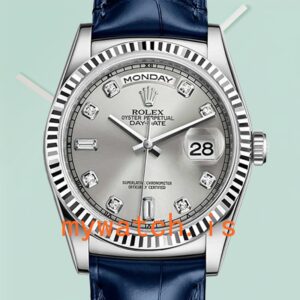 Rolex Day-Date Men’s m118139-0081 36mm Silver-tone Leather Strap