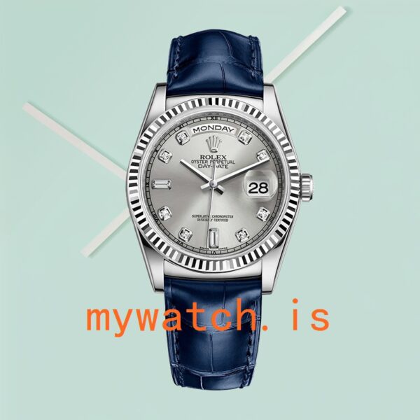 Rolex Day-Date Men’s m118139-0081 36mm Silver-tone Leather Strap - Image 2