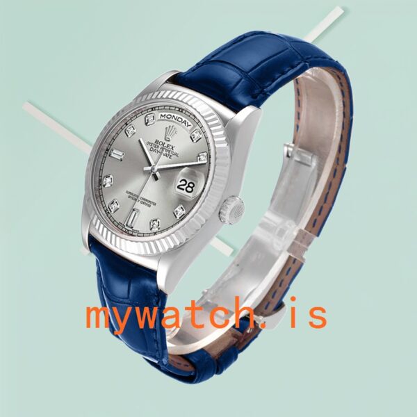 Rolex Day-Date Men’s m118139-0081 36mm Silver-tone Leather Strap - Image 4