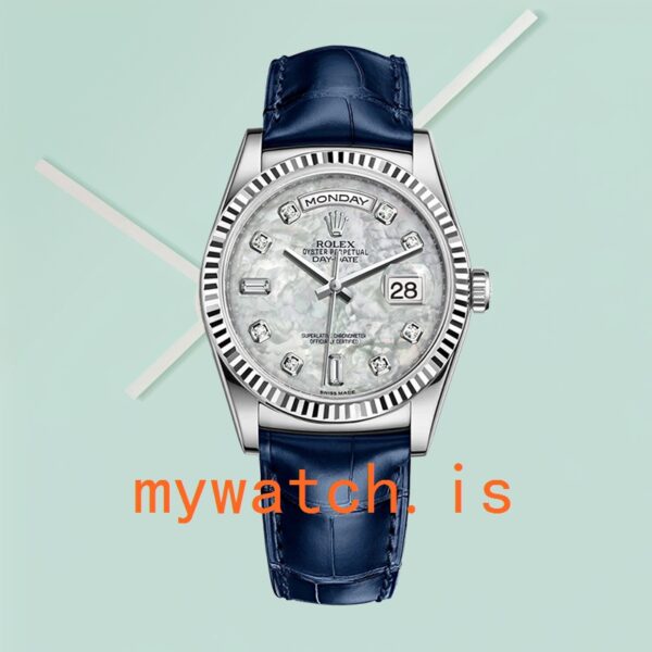 Rolex Day-Date 36mm Men’s m118139-0090 Leather Strap Mother of Pearl Dial - Image 2