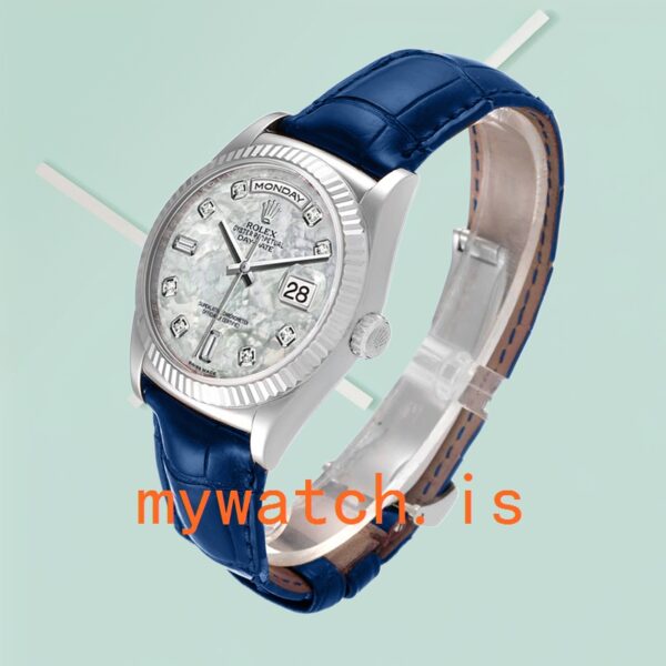Rolex Day-Date 36mm Men’s m118139-0090 Leather Strap Mother of Pearl Dial - Image 4