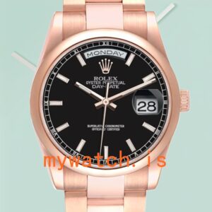 Rolex Day-Date Men’s 118205 36mm Black Dial Rose Gold-tone