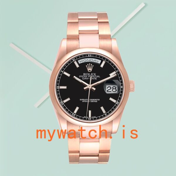 Rolex Day-Date Men’s 118205 36mm Black Dial Rose Gold-tone - Image 3