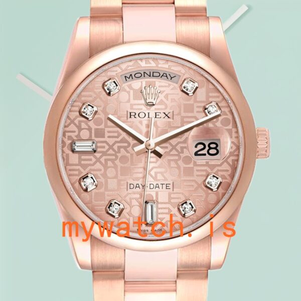 Rolex Day-Date 36mm m118205f-0062 Men’s Rose Gold Jubilee Dial Stainless Steel