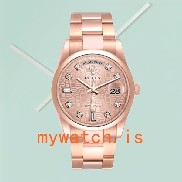 Rolex Day-Date 36mm m118205f-0062 Men’s Rose Gold Jubilee Dial Stainless Steel - Image 2
