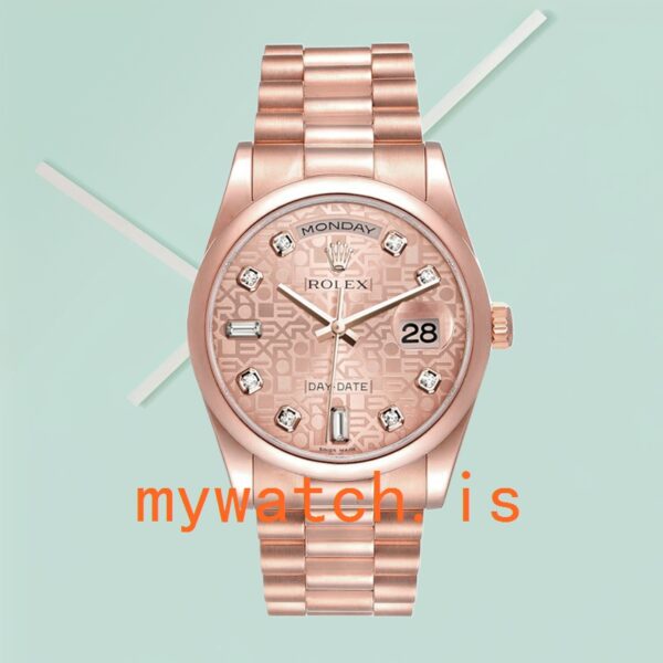 Rolex Day-Date 36mm m118205f-0062 Men’s Rose Gold Jubilee Dial Stainless Steel - Image 3