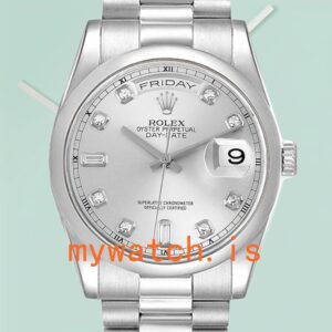 Rolex Day-Date 36mm 118206 Men’s Silver-tone Silver Dial