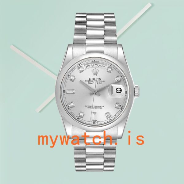 Rolex Day-Date 36mm 118206 Men’s Silver-tone Silver Dial - Image 4