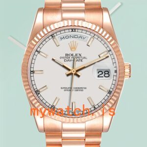 Rolex Day-Date 118235 36mm Men’s White Dial Rose Gold-tone