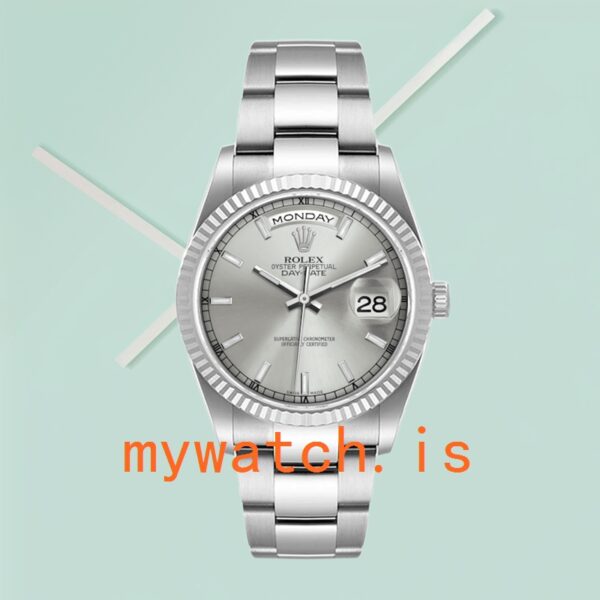 Rolex Day-Date 36mm Men’s 118239 Silver Dial Stainless Steel - Image 2