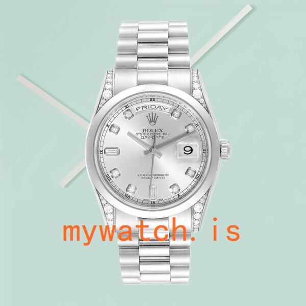 Rolex Day-Date Men’s 118296 36mm President Bracelet Silver-tone - Image 2