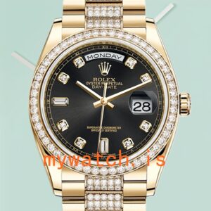 Rolex Day-Date m118348-0014 Men’s 36mm Black Dial President Bracelet