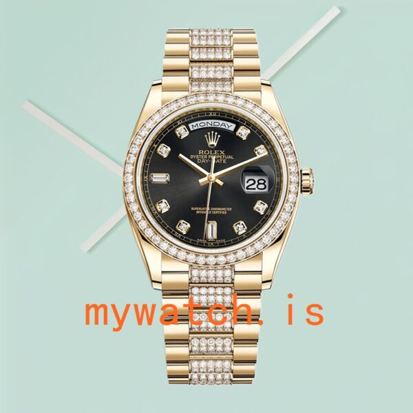 Rolex Day-Date m118348-0014 Men’s 36mm Black Dial President Bracelet - Image 2