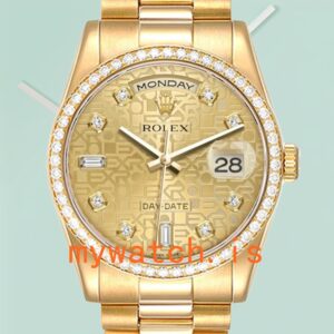 Rolex Day-Date Men’s 118348-0147 36mm Gold-tone Diamond Bezel