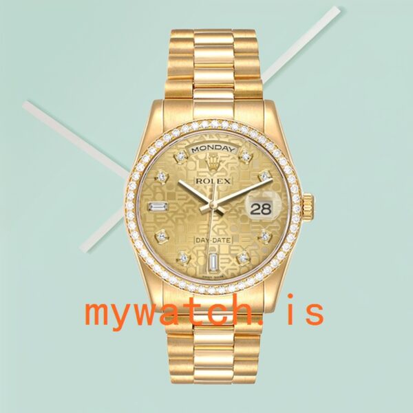 Rolex Day-Date m118348-0037 Men’s 36mm Gold-tone Diamond Bezel - Image 2