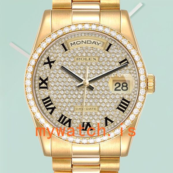 Rolex Day-Date m118348-0226 Men’s 36mm Diamond Bezel Oyster Bracelet/President Bracelet