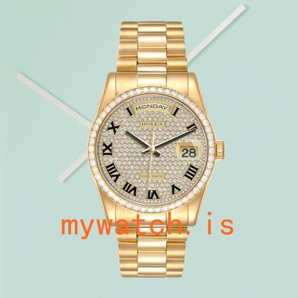 Rolex Day-Date m118348-0226 Men’s 36mm Diamond Bezel Oyster Bracelet/President Bracelet - Image 4
