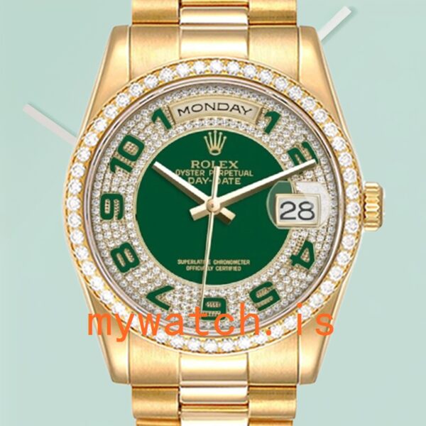 Rolex Day-Date Men’s 36mm 118348-0054 Oyster Bracelet/President Bracelet Diamond Bezel