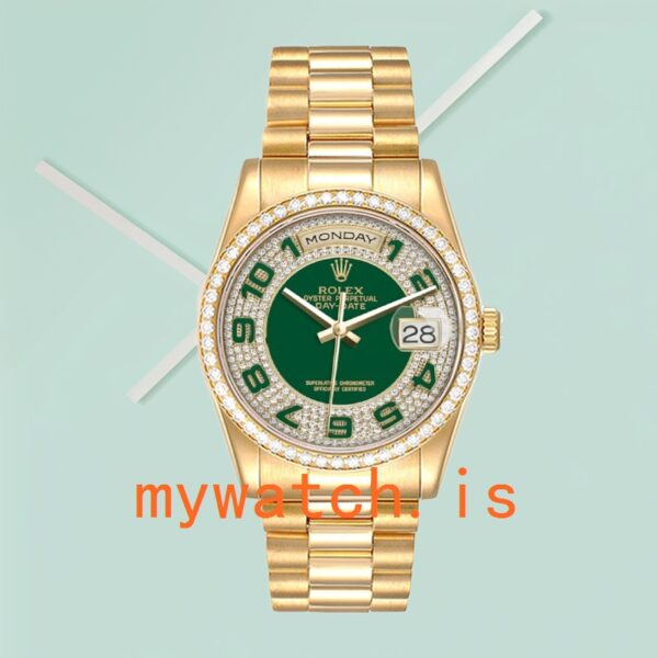 Rolex Day-Date Men’s 36mm 118348-0054 Oyster Bracelet/President Bracelet Diamond Bezel - Image 2