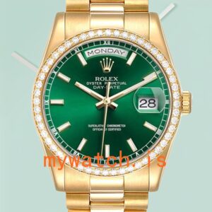 Rolex Day-Date 36mm Men’s m118348-0225 Oyster Bracelet/President Bracelet Green Dial